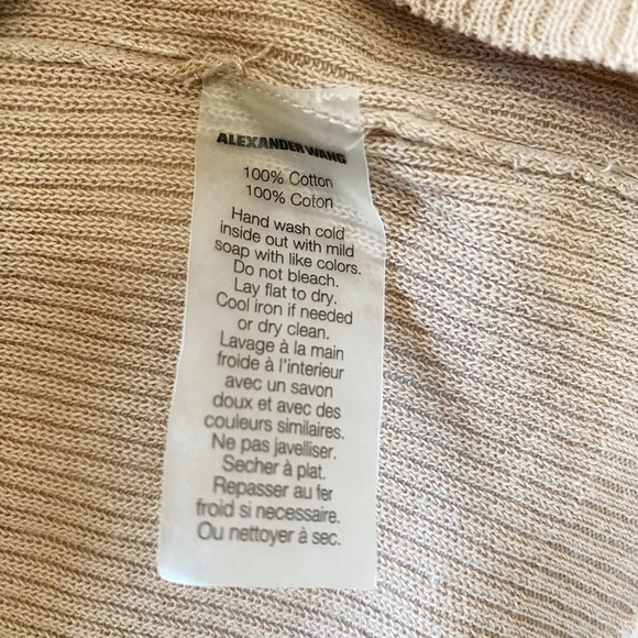 T ALEXANDER WANG BROWN TAN SCOOP NECK RIBBED LONG SLEEVE TEE TOP - 38 - Picture 9 of 9